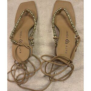 Katy Perry Womens The Cubie Bead Sandal Beaded Faux Leather Heels BHFO 0863